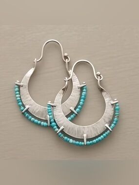 Western Hoop Earrings with Synthetic Turquoise Beads